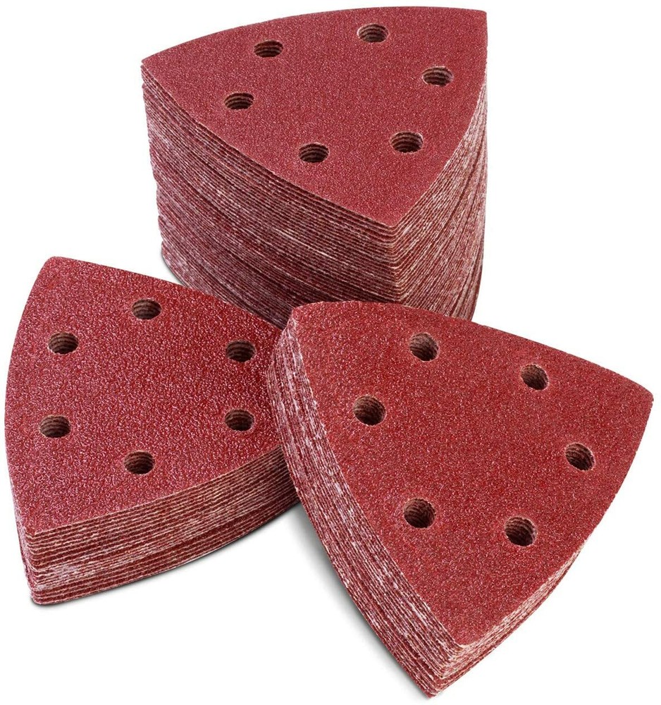 100PCS Triangle Sanding Pads Hook Loop Sandpaper 3-1/2 in Oscillating Multi-Tool