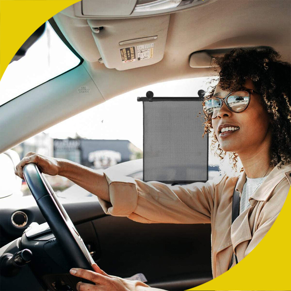 2 Packs Retractable Auto Sun Shade Cover Car Side Window Roller Visor Shield