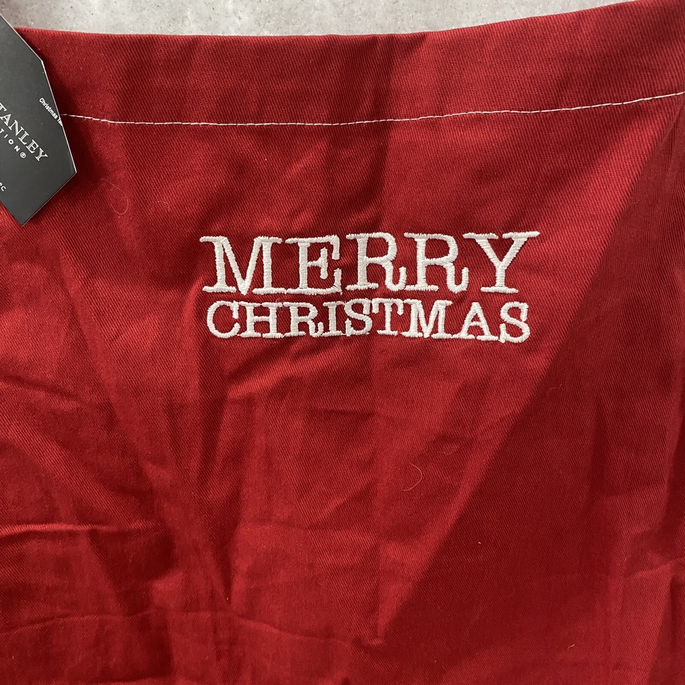Robert Stanley Christmas Apron Red Front Pockets Adjustable Neck Tie Back