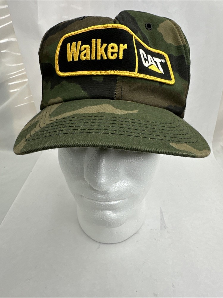 Walker CAT Caterpillar Patch Hat Snap Back Vintage Camo