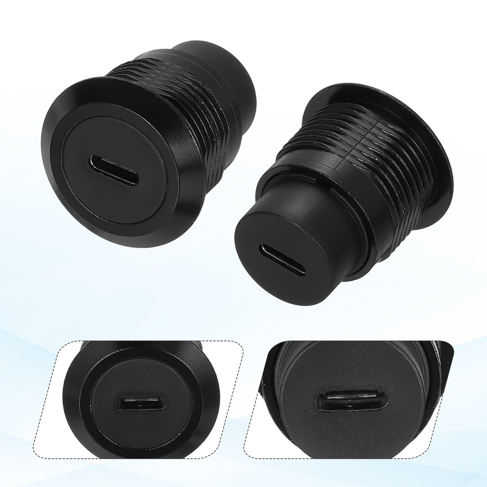 2Pcs Type C Panel Mount Coupler, USB C Pass Through 10Gbps Black
