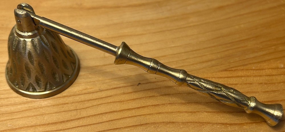 Renaissance Hammered Brass Candle Snuffer!