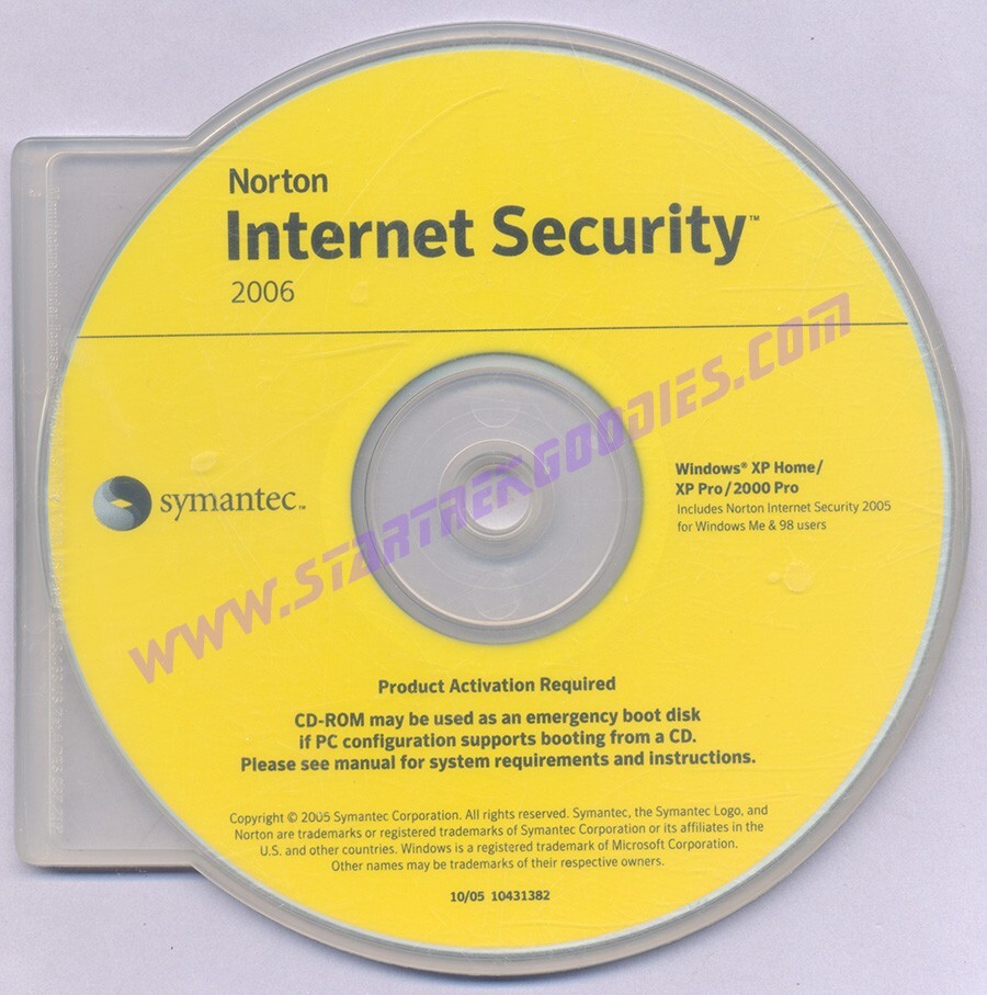 Symantic NORTON INTERNET SECURITY 2006 Basic Ed. w/CD, User Guide & Product Key!