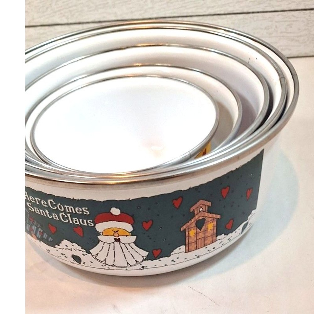 Christmas Enamel Decorative Containers NO LIDS
