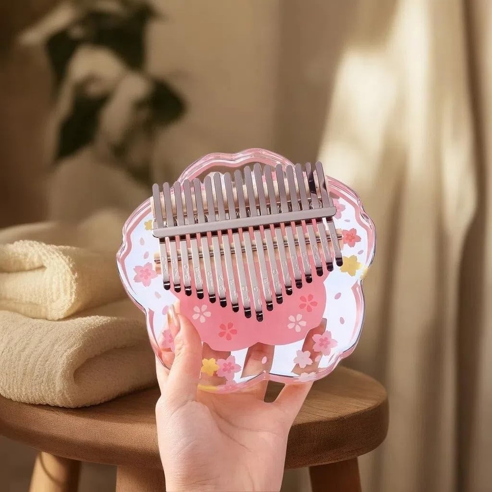 Kalimba Thumb Piano 21 Tones with Protective Case Complete Set, Sakura Shape ...
