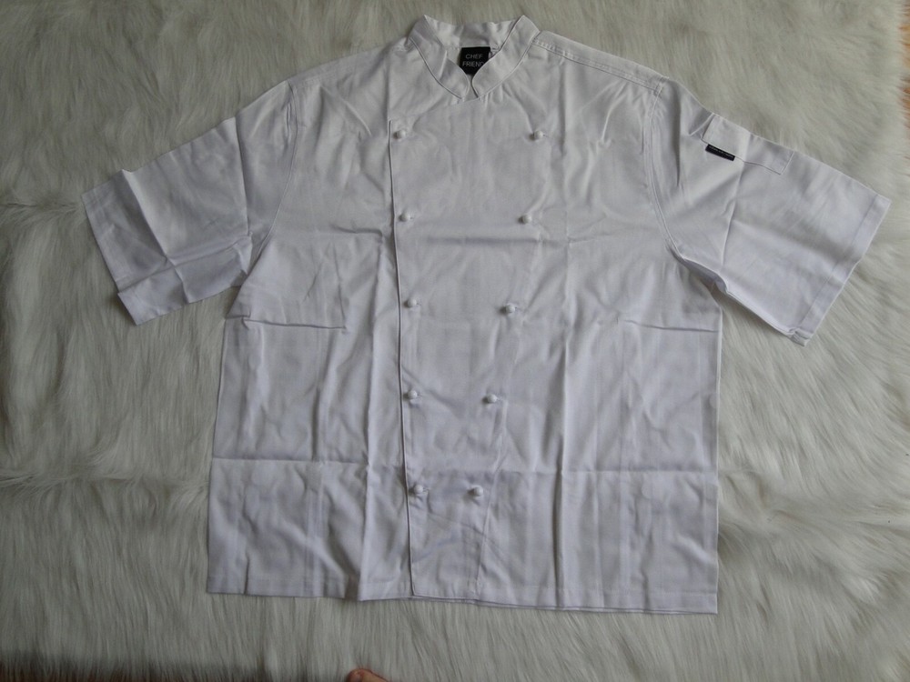 Unisex White Chef Jacket with Short Sleeves