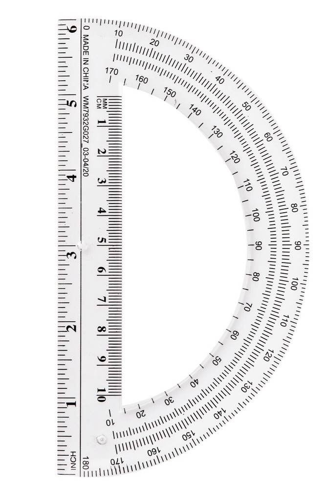 Casemate Plastic Protractor, 180 Degrees, 6”