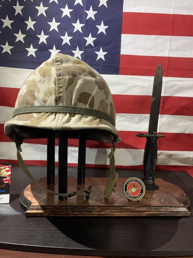 Combination Helmet/Bayonet Display Stand. Customized with Scabbards/Nameplates