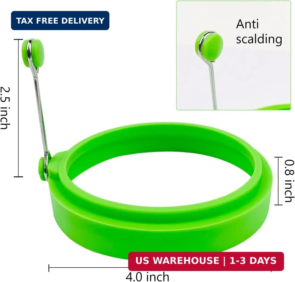 Egg Ring Set, Silicone Egg Ring Molds, Fried Egg Rings and Non-Stick Egg Cooker