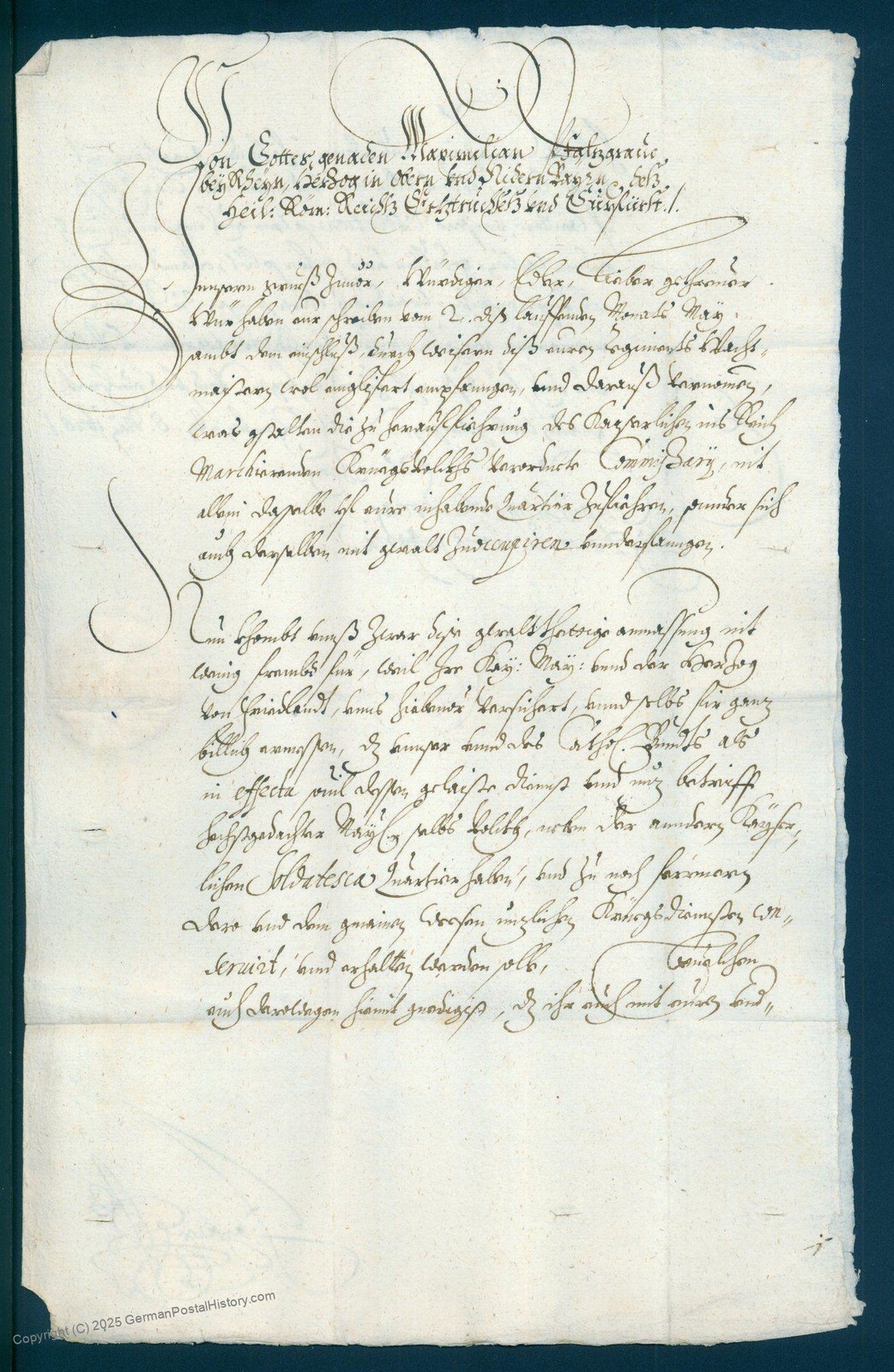 Bavaria 1628 Maximilian I Duke Imperial Elector 30 Years War Secretarial L 92046