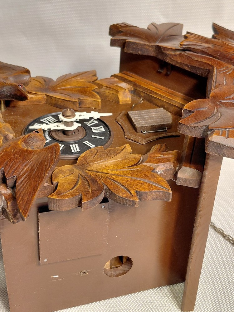 Vintage Hubert Herr Triberg Cuckoo Clock Authentic Black Forest Germany WORKING