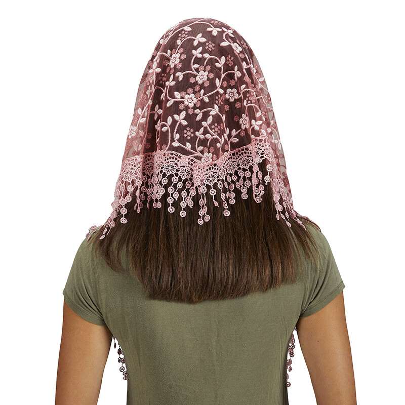 Chapel Veil with Tassels - Rose