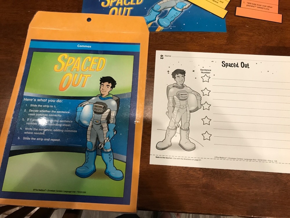 Spaced Out! Commas Grades 4-5 Language Arts file folder game teacher