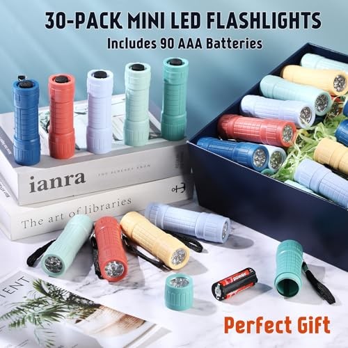 Pack 9-LED Small Mini Flashlight Set Plastic Handheld Flashlights with 30
