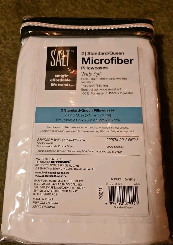 Salt Pillowcases 2 Standard/Queen Microfiber Truly Soft White