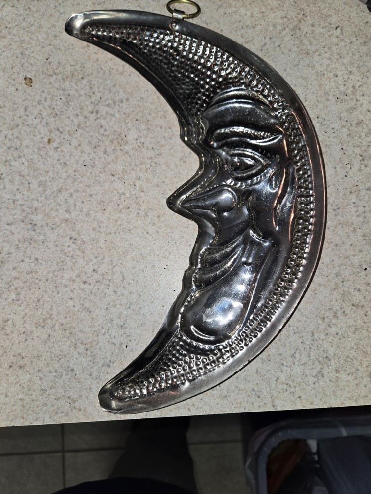 Vintage Hammered Copper Moon Wall Hanging