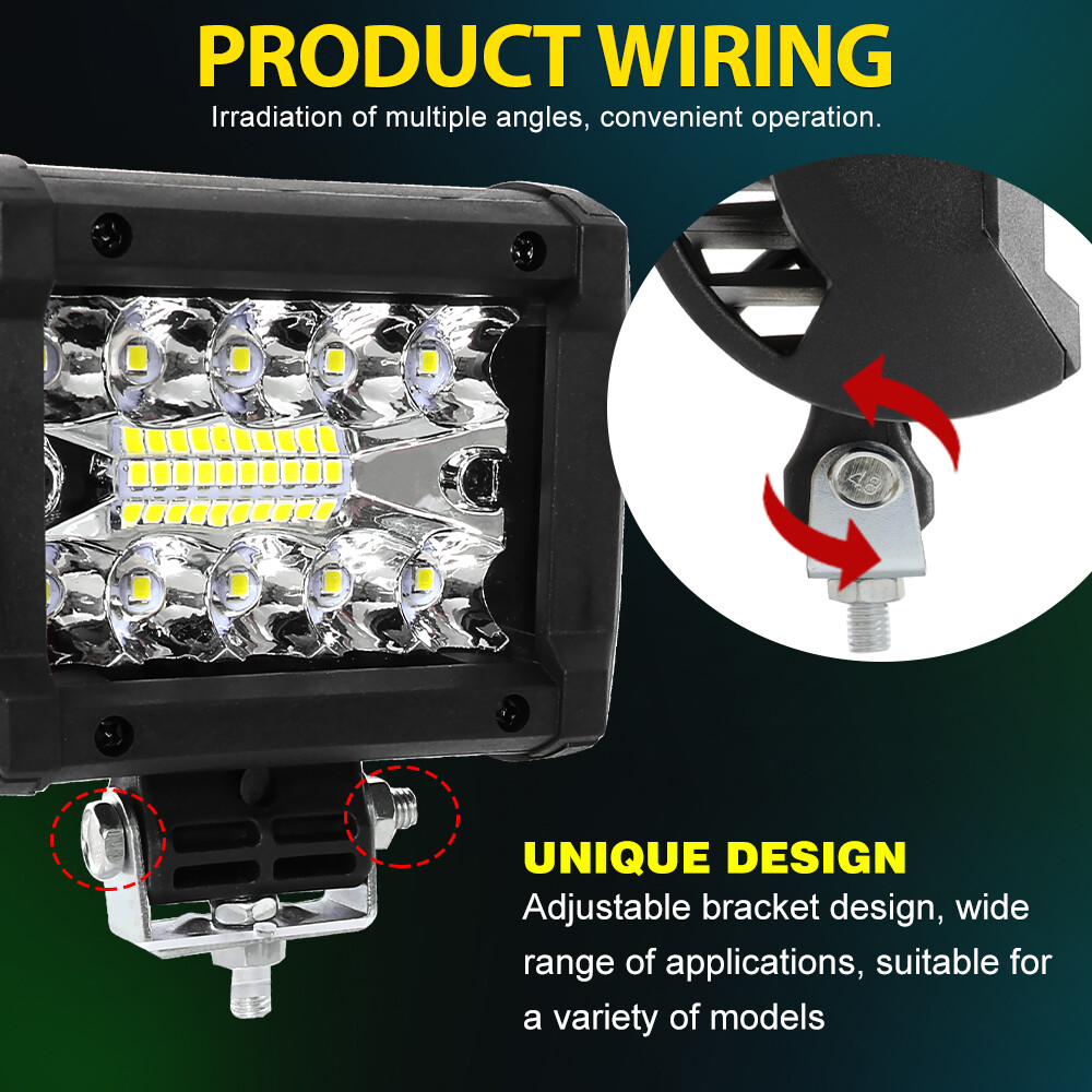 10PCS 4inch LED Work Light Bar Spot Pods Fog Offroad Driving Truck SUV ATV Boat