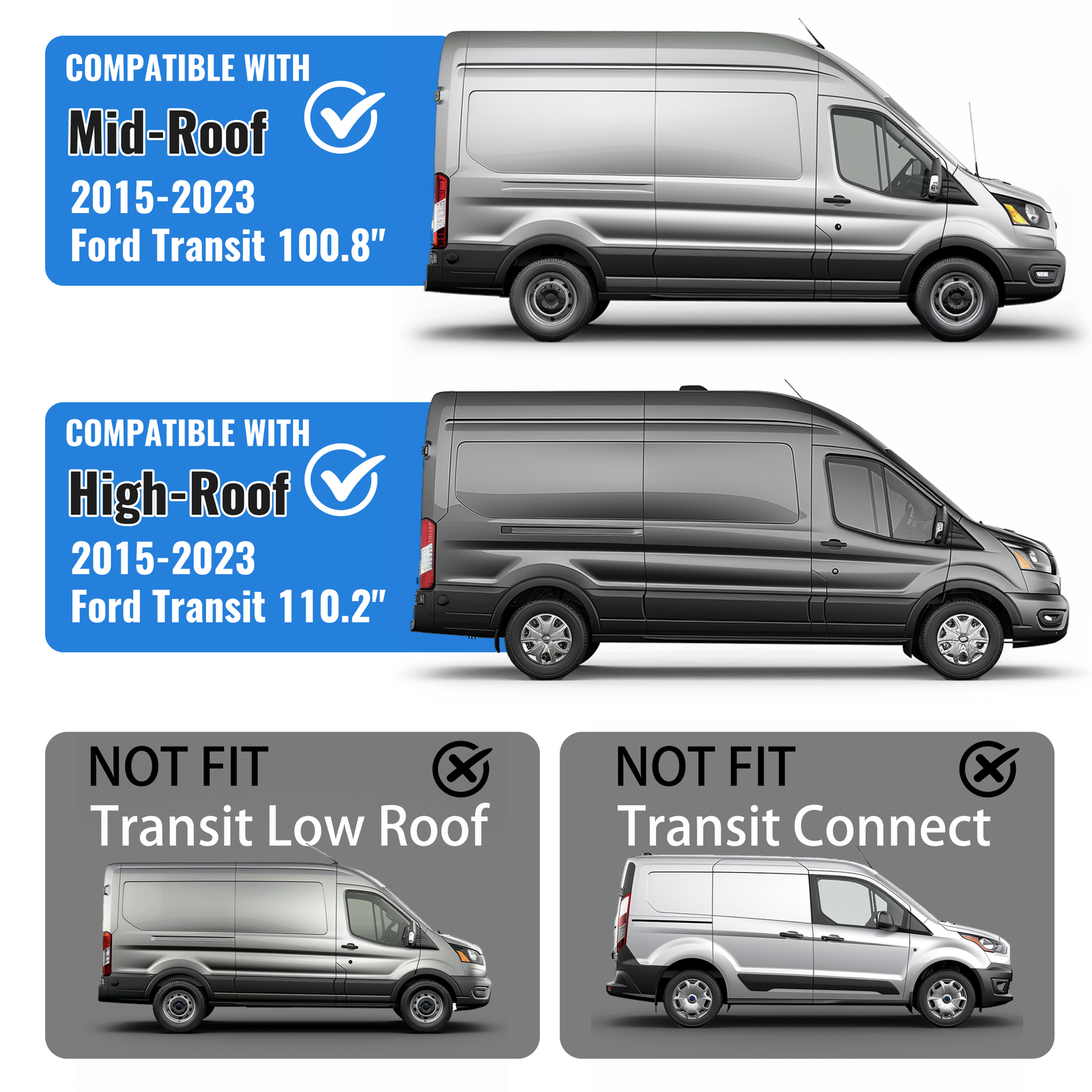 Fits 15-23 Ford Transit Mid/High Roof Passenger Side Sliding Door Window Glass