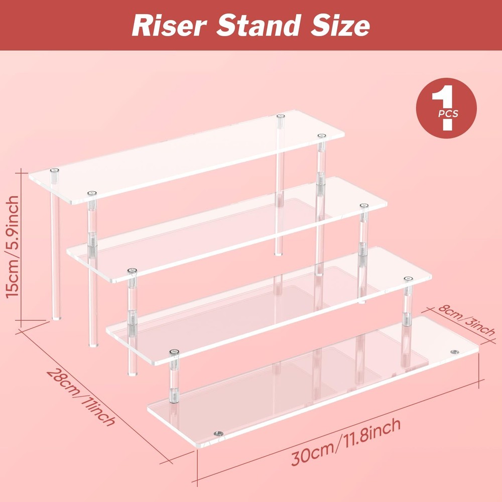 4-Tier Clear Acrylic Display Riser Perfume Organizer Stand Cupcake Holder