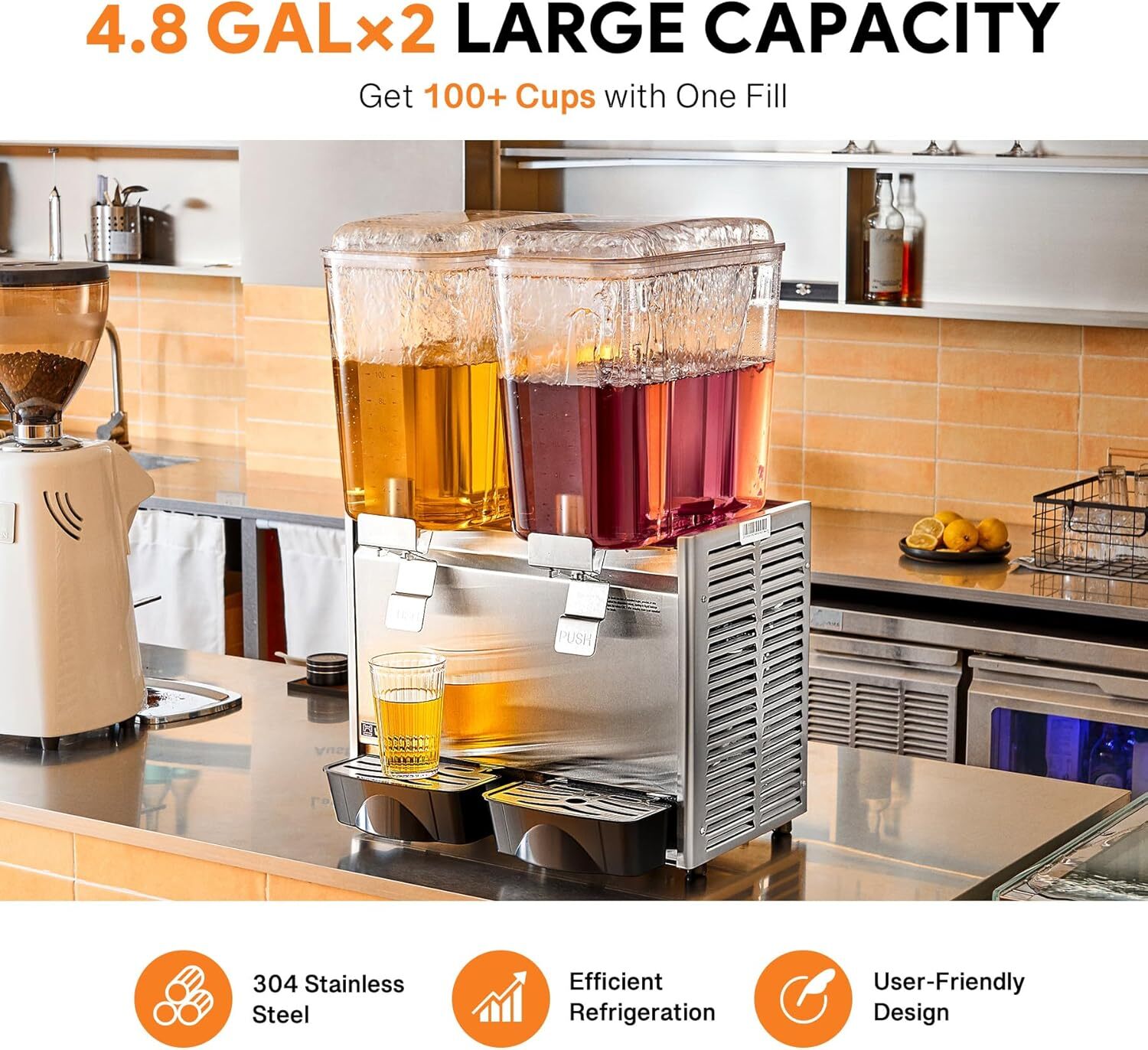 Secondhand Commercial Beverage Dispenser, 9.6 Gal Refrigerated Juice Dispenser