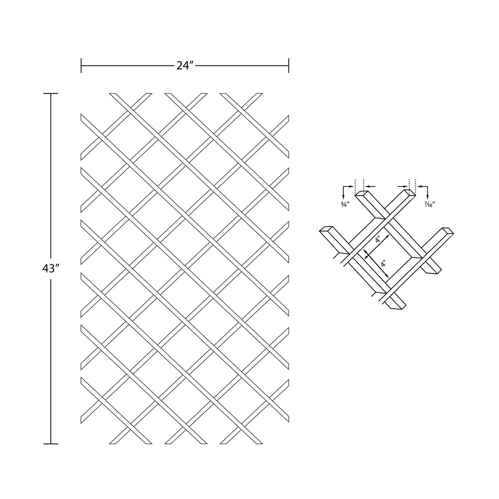 Outwater 28 Bottle Trimmable Maple Wine Rack Lattice Insert Panel