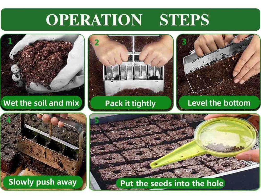 Handheld Soil Blocker Tool Kit 4 Cell Heavy Duty 2" Seed Starter Maker 1PC