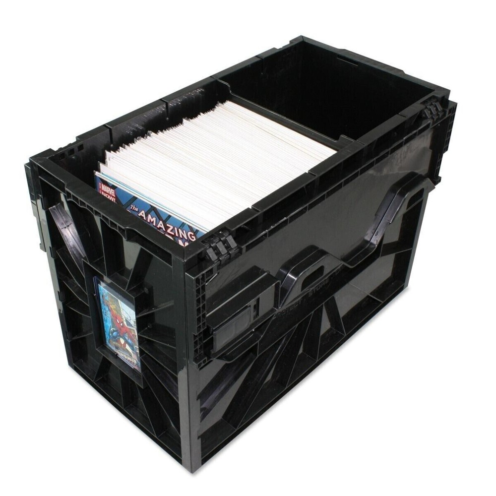 BCW Short Comic Book Bin Heavy Duty Stackable Plastic Box Holds 150 Bagged BCW