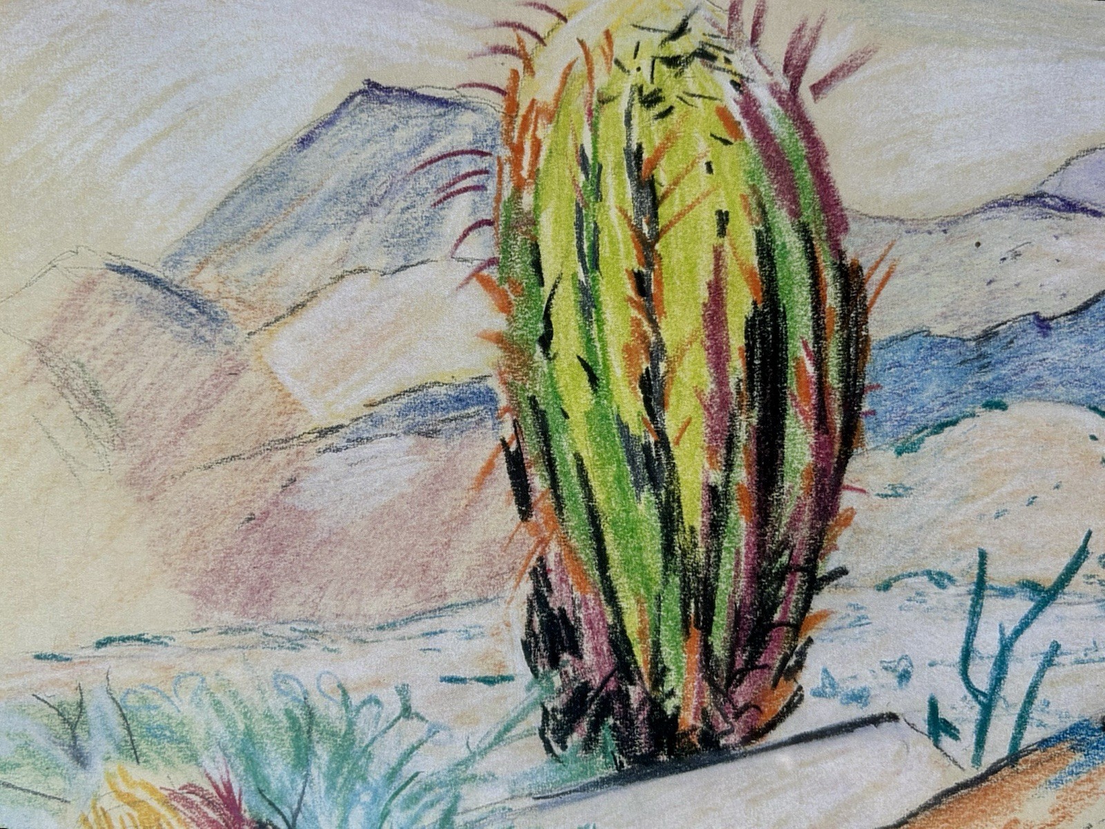 Effi Casey Signed Drawing ‘Desert Study, Taliesin West’ - Franklin Lloyd Wright