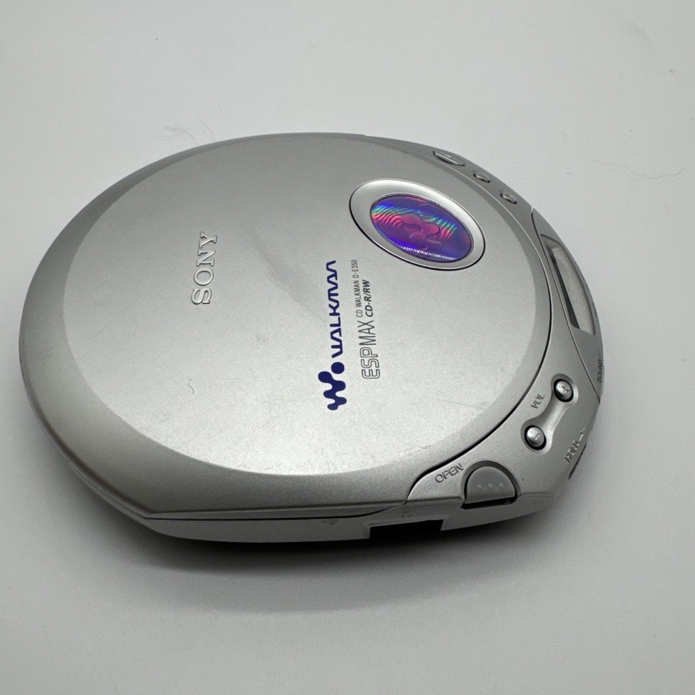 Sony CD Walkman - Portable Compact Disc Player - Silver (D-E350) Tested Works!
