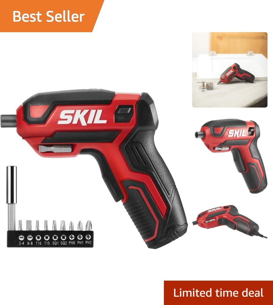 Rechargeable 4V Cordless Screwdriver Includes 9pcs Bit, 1pc Bit Holder, USB C...