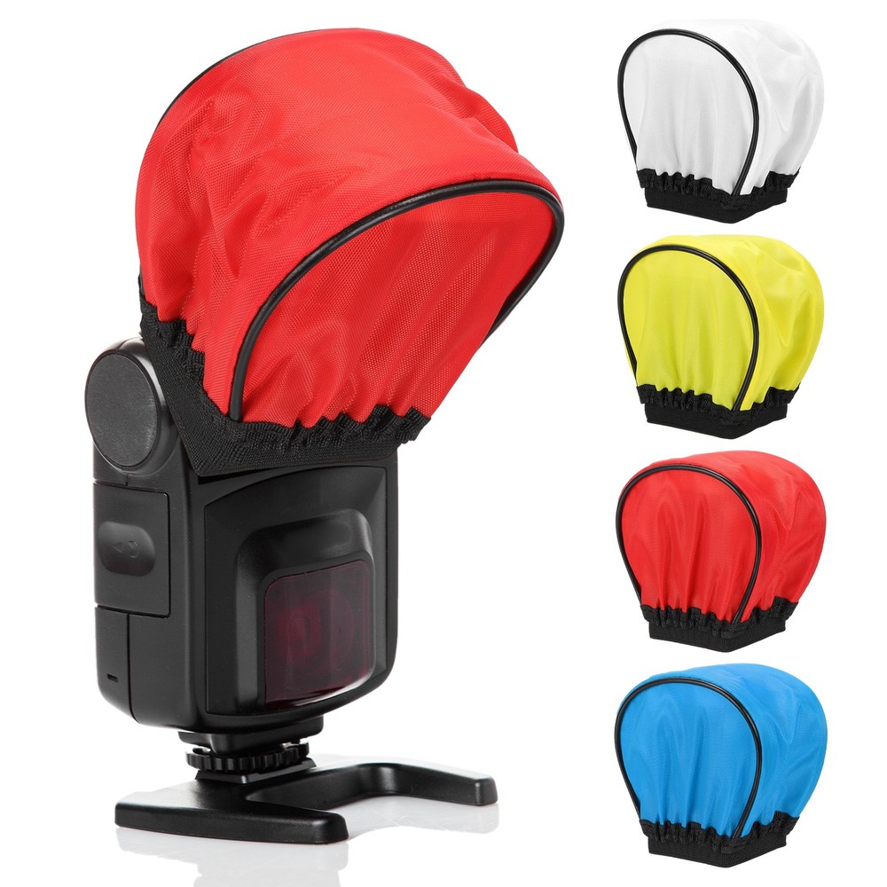 4pcs 3.5" x 2.4" Soft Mini Flash Bounce Diffuser Cap, for Flashlight, 4 Color