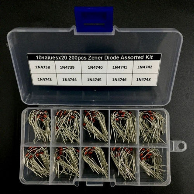 1 Box DO-41 10 Values Single Diode/Rectifier Zener Assorted 3.3-22V