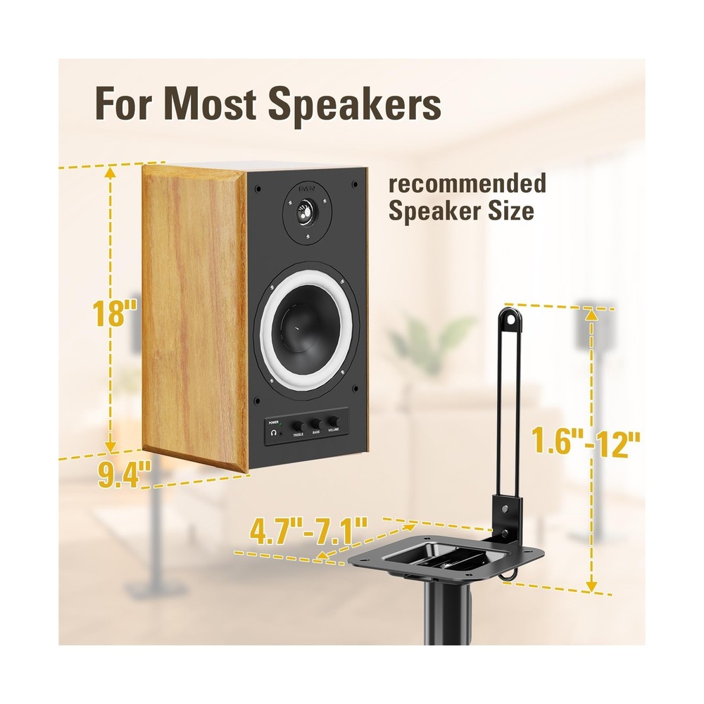 Mounting Dream Speaker Stands Height Adjustable Bookshelf Speaker Stand Pair ...