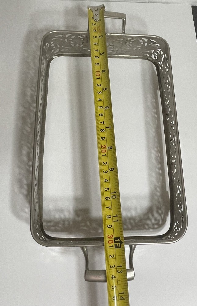 Vtg Footed Rectangular Serving Tray With Pyrex Serving Dish