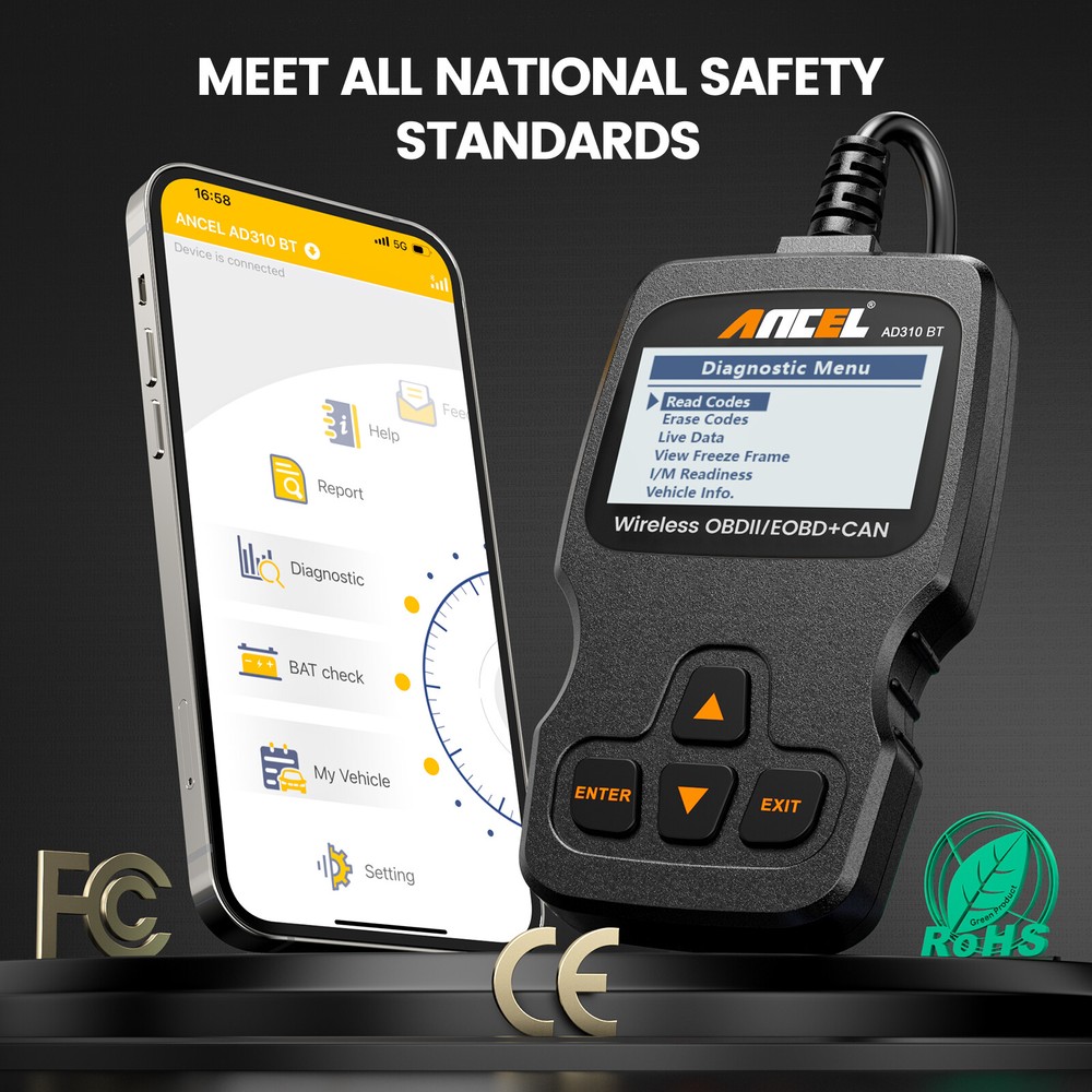 ANCEL AD310 BT OBD2 Scanner Code Reader Bluetooth Diagnostic for iOS Android New