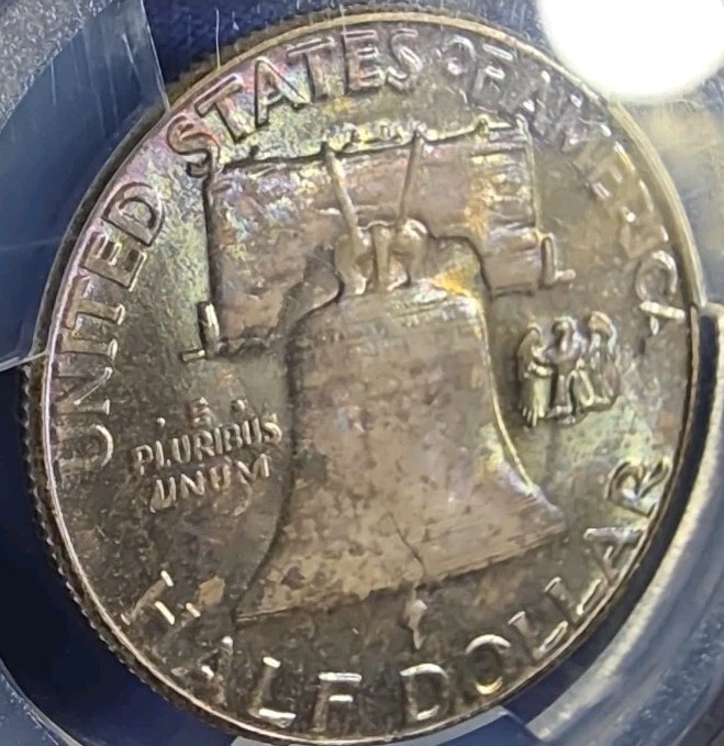 1956 Franklin Half Dollar PCGS MS65FBL Toned Gem Quality