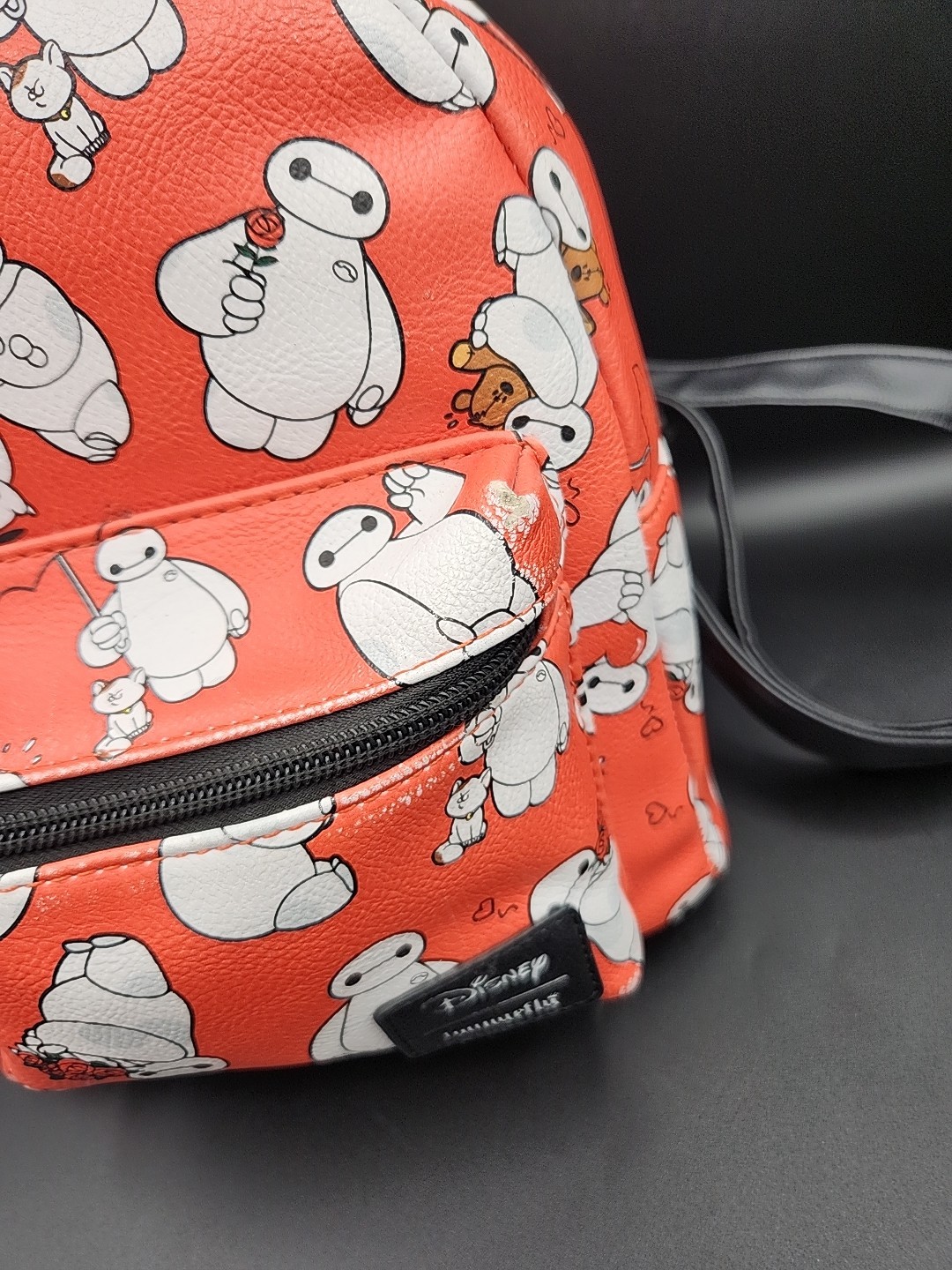 Loungefly Big Hero 6 Baymax All Over Mini Backpack Disney Red Some Wear See Pics