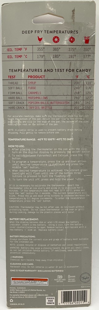 Taylor Programmable Digital Candy & Deep Fry Thermometer