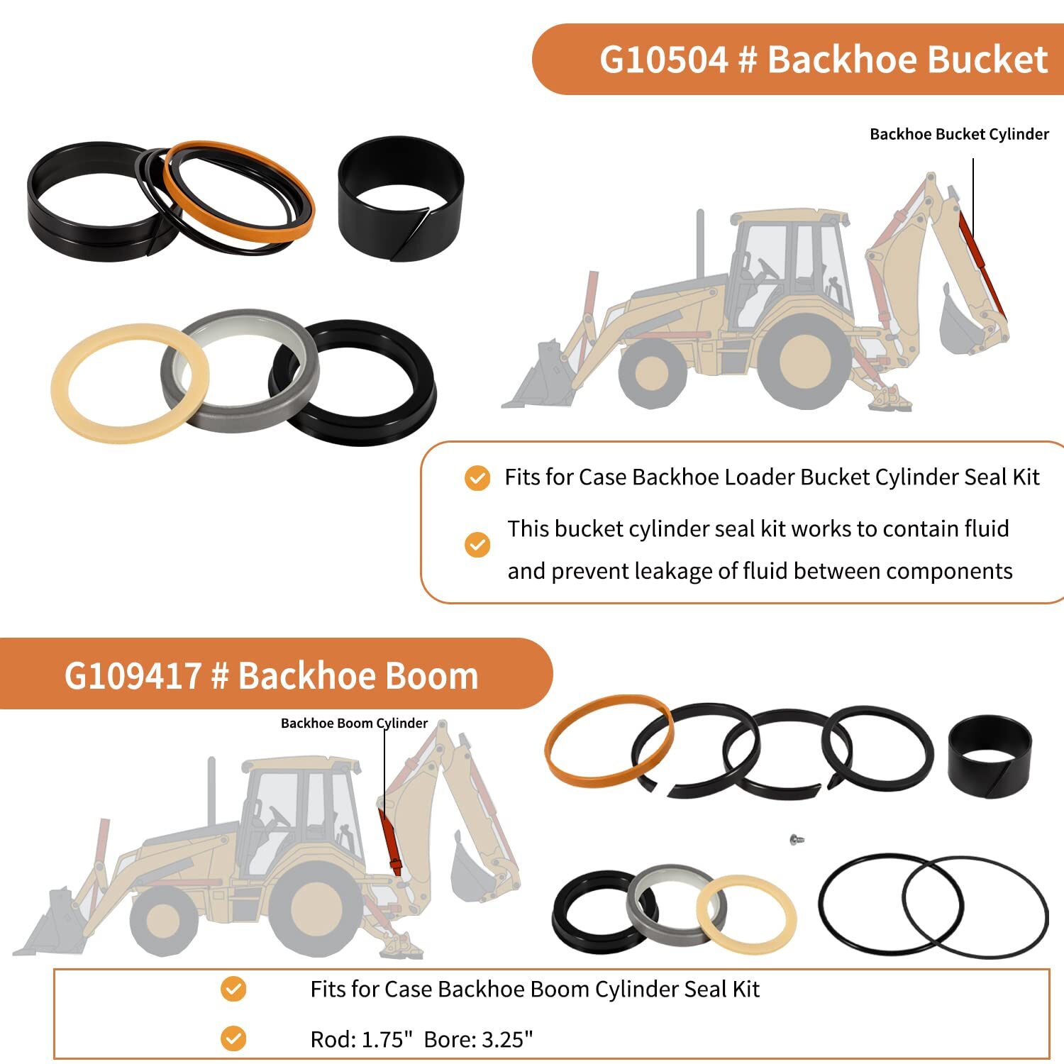 Whole Machine Hydraulic Cylinder Seals Kit for Case 580 Super D 580 Super E 580E