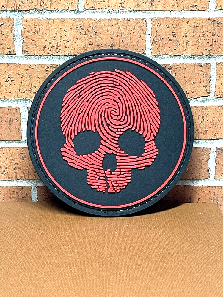 PVC Tactical Patch - Finger Print Skull Patch - Hooked Back Morale Gun Patch