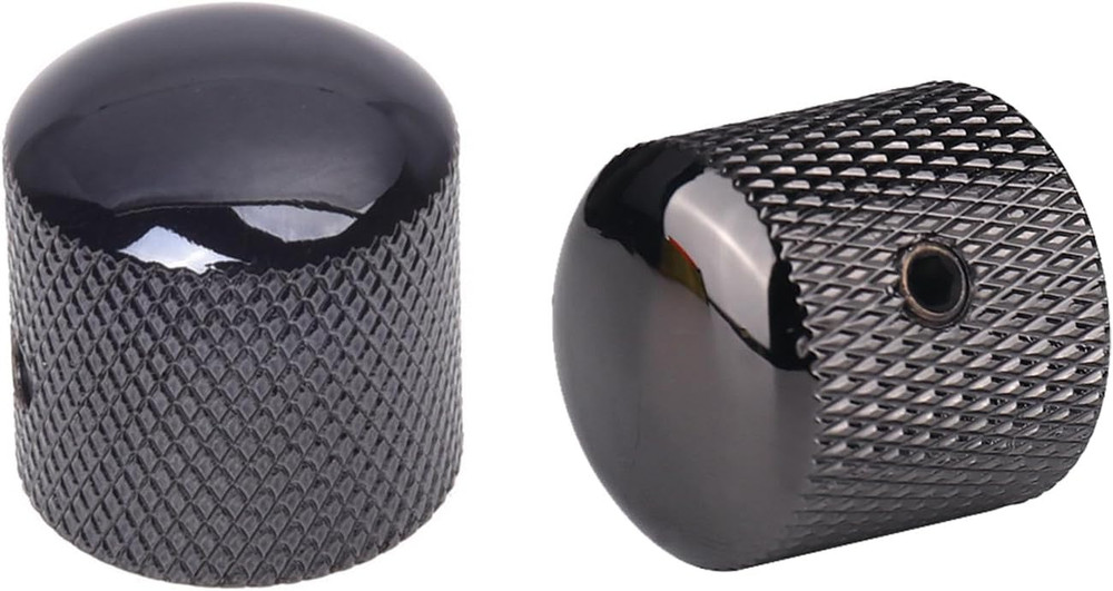 3Pcs Guitar Knobs Black Nickel Metal Volume Tone Dome Speed Control Knobs with A
