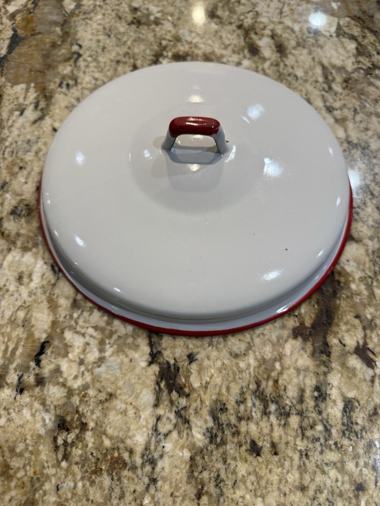 3 Vtg Enamelware Replacement Lids or Primitive/Rustic Kitchen Decor