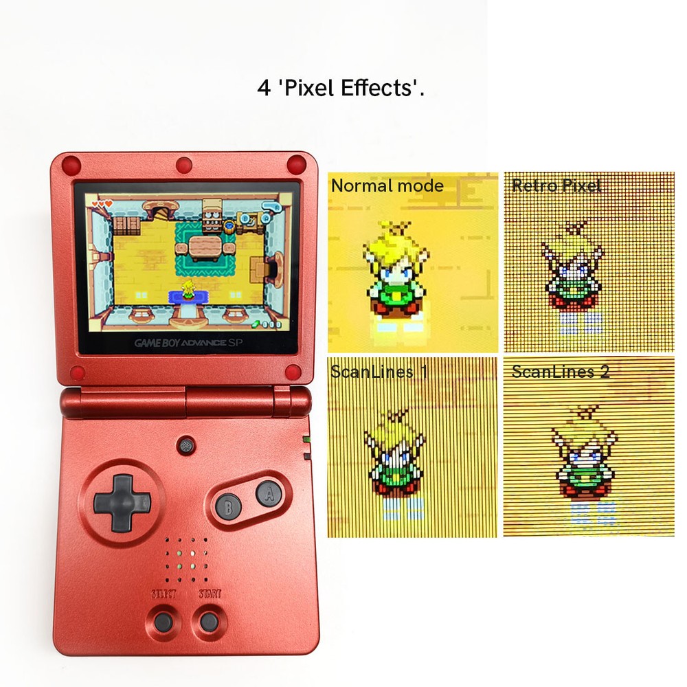 V5 720x480 Retro Pixel Pre-Laminated IPS LCD+Case W/Same color button For GBA SP