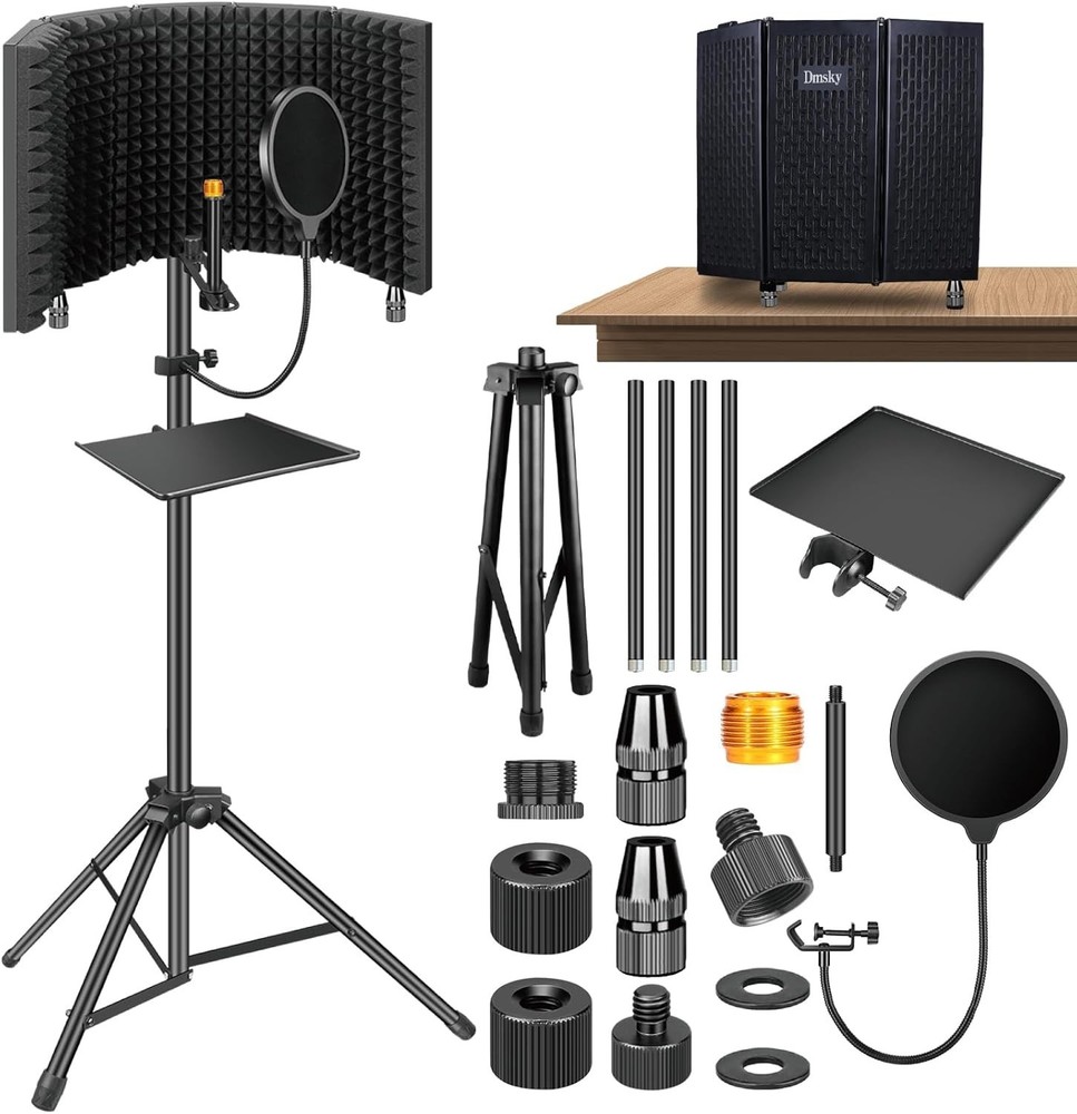 Microphone Isolation Shield Pop Filter Stand Studio Soundproof Booth