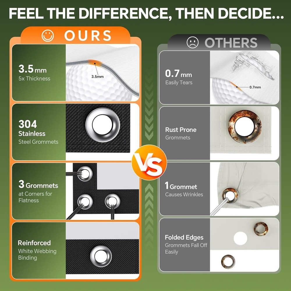 14x9 Golf Simulator Impact Screen Triple Layer Projector Screen Indoor Training