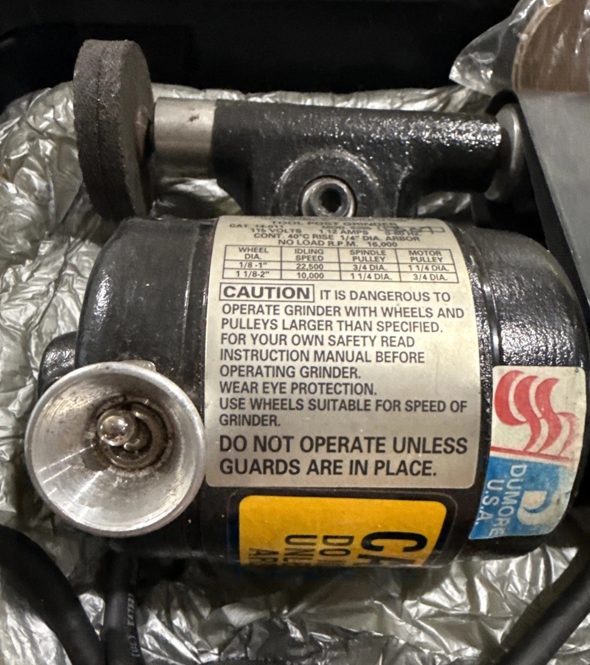 DUMORE 14-011 TOOLPOST GRINDER w Extras Excellent 🇺🇸