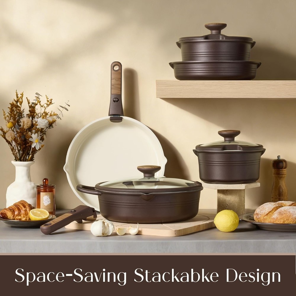22-Piece Space-Saving Titanium Cookware Set - Effortless Cleanup & Versatile