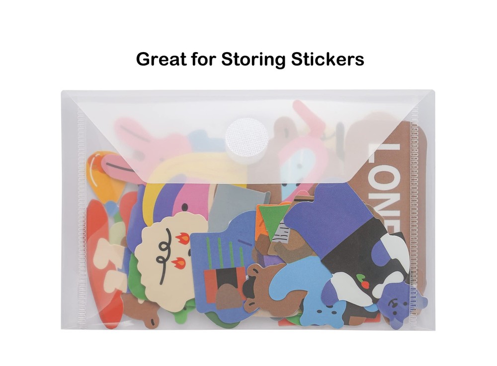 YESSART 3x5 Plastic Envelopes w/ Hook & Loop Closure, 80 Pack