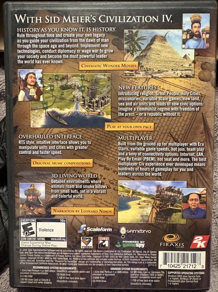 Lot 2: Sid Meier's Civilization IV & Beyond The Sword Game PC, CD-ROM Software