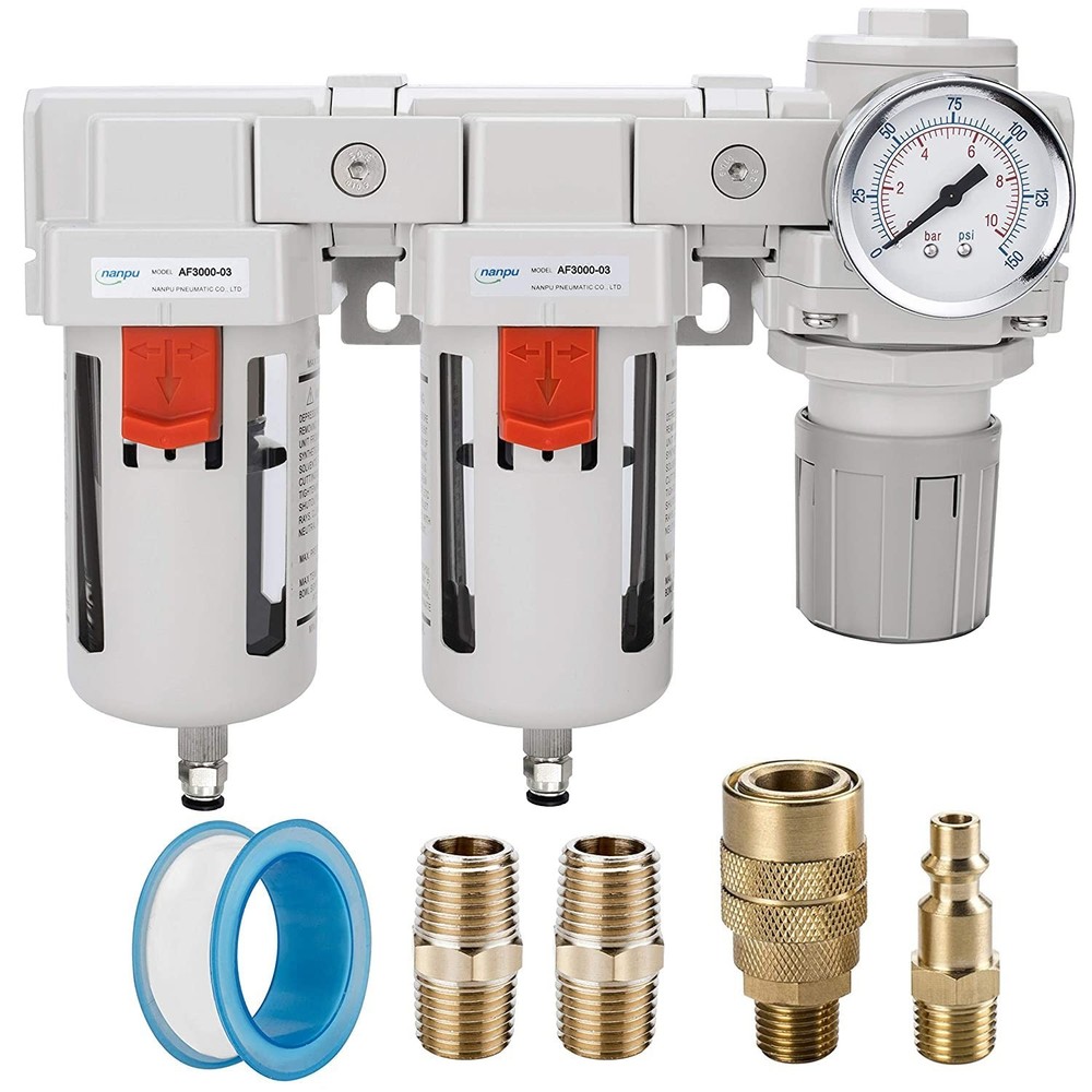 Metal Coupler Air Drying System - Double Filters, Regulator